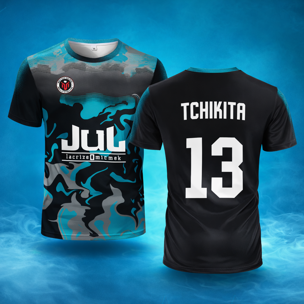 JERSEY TCHIKITA - NOIR & TURQUOISE