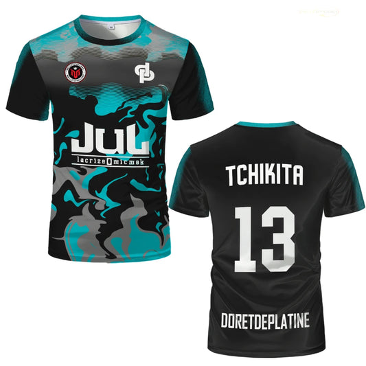 JERSEY TCHIKITA - NOIR & TURQUOISE
